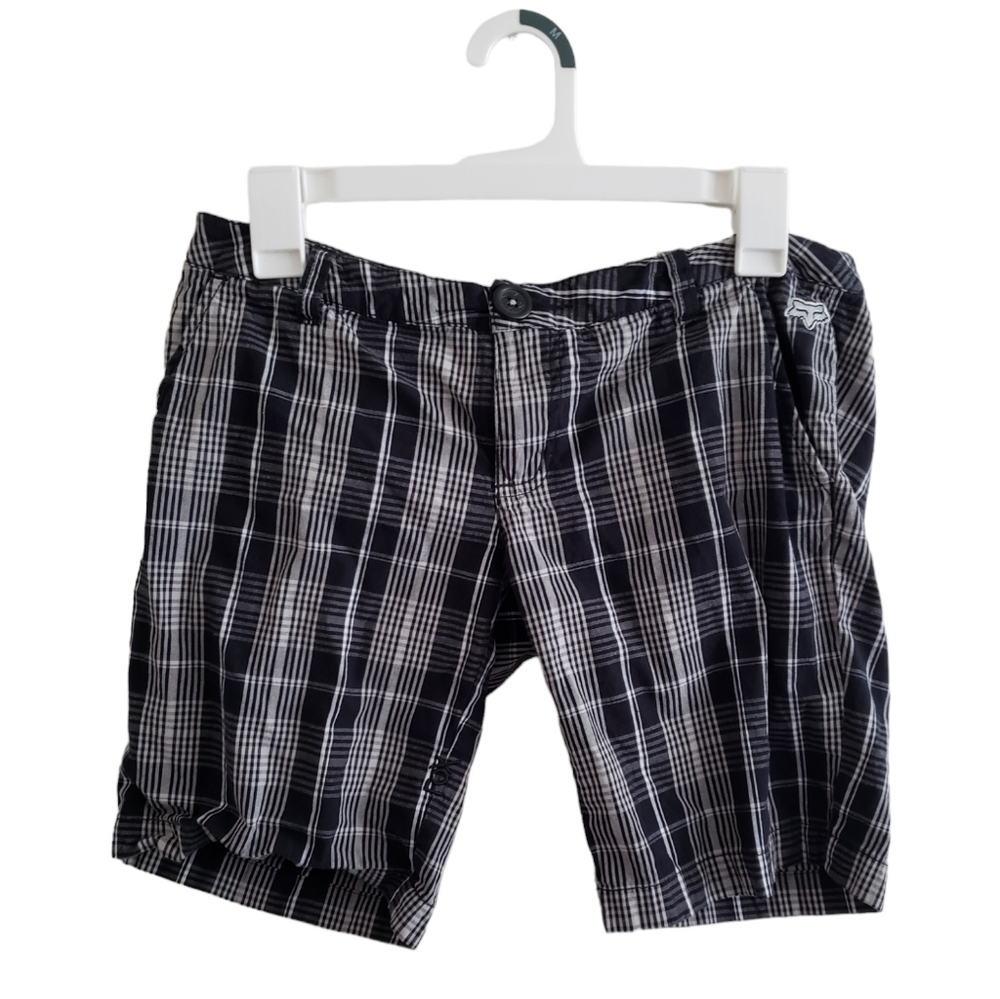 Fox Racing Plaid Shorts Black & White WMNS S
